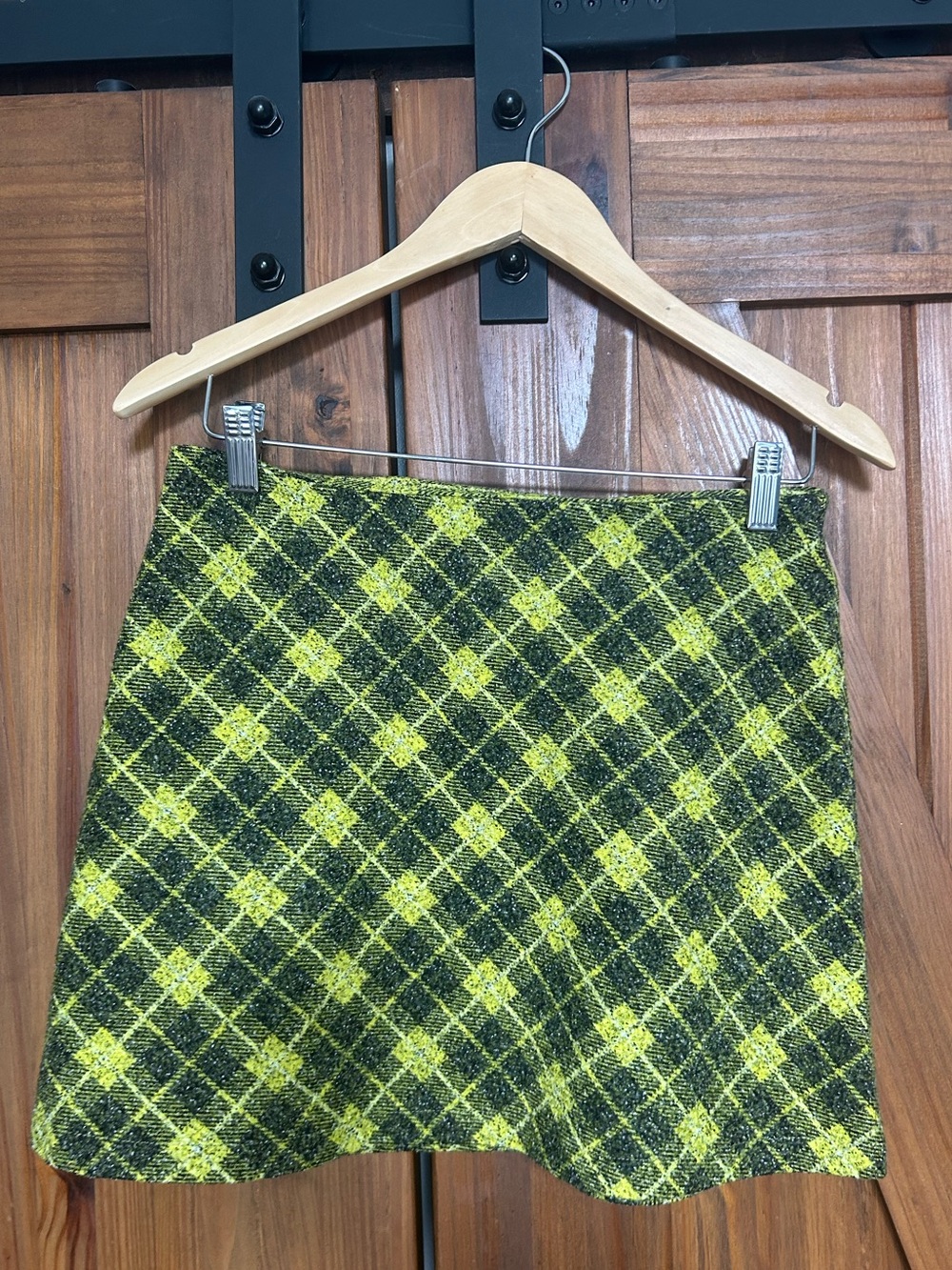 Zara Yellow and Black Plaid A-Line Skirt